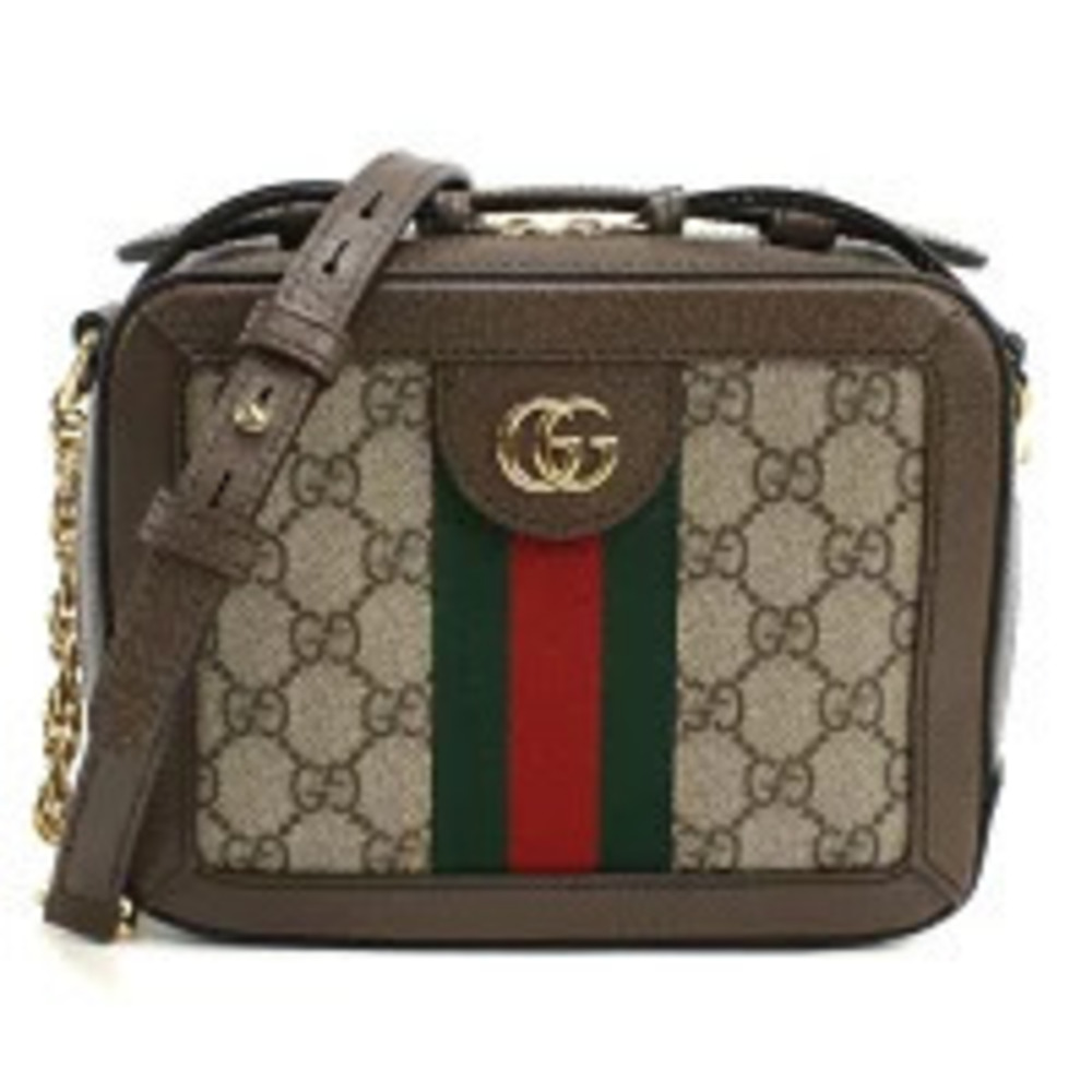 Gucci Crossbody Bag GG Supreme Chain Leather Beige Cream